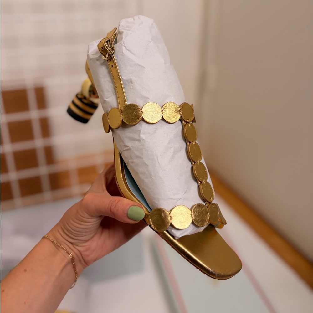 ⭐️ FRANCES VALENTINE ⭐️ - KIKI HEELS IN SHINY NAPA GOLD - SIZE 11